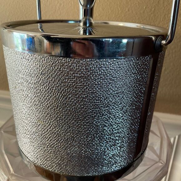 Vintage MCM Starburst Silver Metal Atomic Ice Bucket - Picture 7 of 16